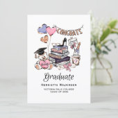 Hand Drawn Graduate Books Graduate Celebration Kaart (Staand voorkant)