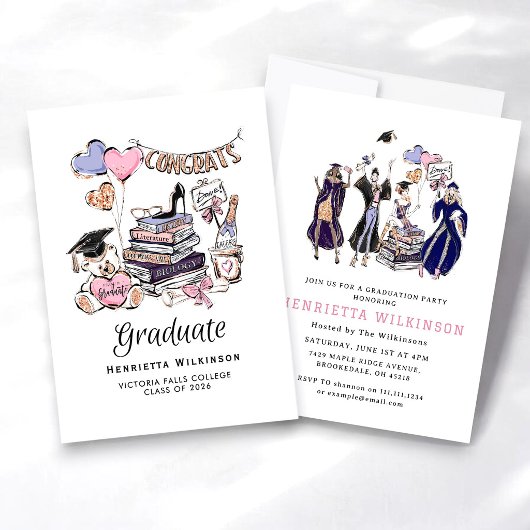 Hand Drawn Graduate Books Graduate Celebration Kaart