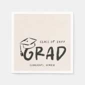 Hand-Drawn Graduation Cap Doodle Handwritten  Servet (Voorkant)