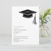 Hand Drawn Graduation Cap Modern Grad Party Kaart (Staand voorkant)