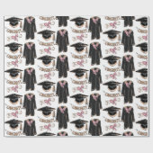 Hand-Drawn Graduation Gown Pink Bow Graduation  Cadeaupapier (Vlak)