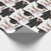 Hand-Drawn Graduation Gown Pink Bow Graduation  Cadeaupapier (Hoek)