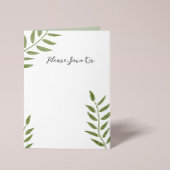 Hand-drawn green artistic leaf branch kaart