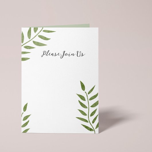 Hand-drawn green artistic leaf branch kaart