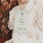 Hand Drawn Green Bow Gingham Neutral Baby Shower Cadeaulabel