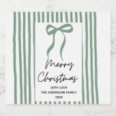 Hand drawn green Bow Merry Christmas Bier Etiket (Enkel label)