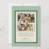 Hand Drawn Green Bow Retro Plaid Christmas Photo Feestdagenkaart (Achterkant)