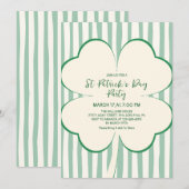 Hand Drawn Green Clover & Stripes St Patrick's Day Kaart (Voorkant / Achterkant)