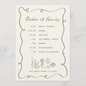 Hand Drawn Green Lijst Bruids Brunch Dag van de Ev Programmakaart (Voorkant)