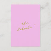 Hand Drawn Green Pink Romantic Wedding Details Informatiekaartje (Achterkant)