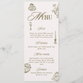 Hand Drawn Green Retro Illustrated Dinner Wedding Menu (Voorkant)