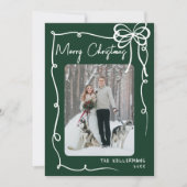 Hand Drawn Green Whimsical Merry Christmas Feestdagenkaart (Voorkant)