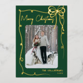 Hand Drawn Green Whimsical Merry Christmas Folie Feestdagenkaart (Voorkant)