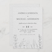 Hand Drawn Greenery Kraft Line Art Black & White Kaart (Voorkant / Achterkant)