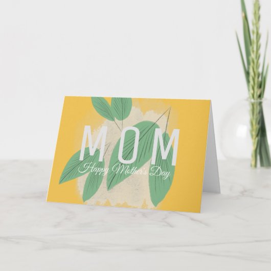 Hand Drawn Greenery Leaf Yellow Moederdag Kaart (Voorkant)