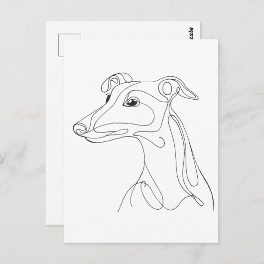 Hand Drawn Greyhound Line Art - Minimalist Design Briefkaart (Voorkant / Achterkant)