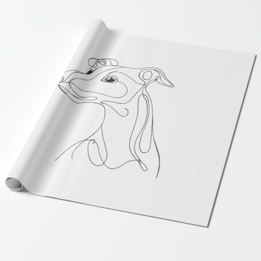 Hand Drawn Greyhound Line Art - Minimalist Design Cadeaupapier (Uitgerold)