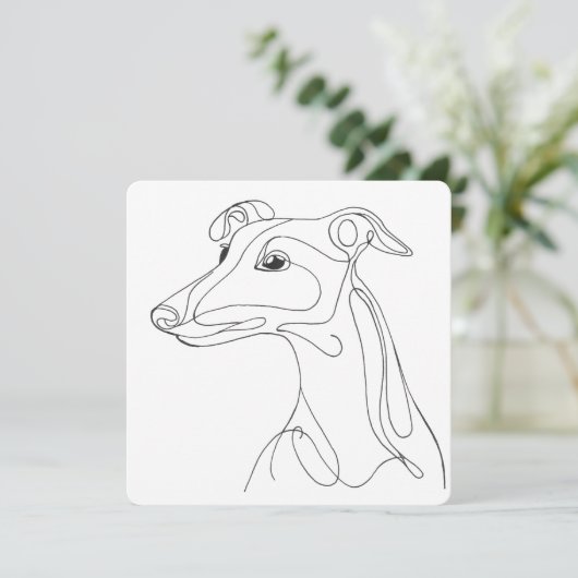 Hand Drawn Greyhound Line Art - Minimalist Design Kaart (Staand voorkant)