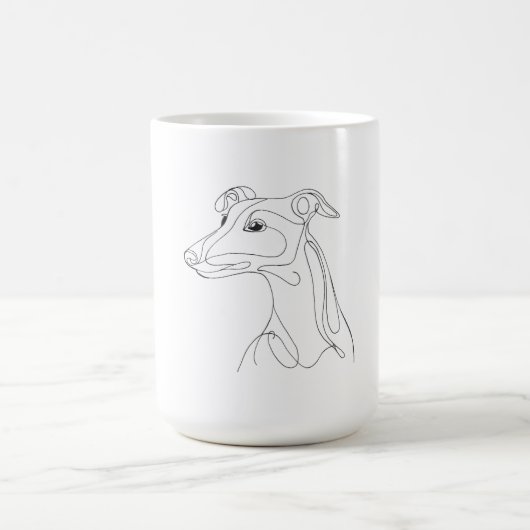 Hand Drawn Greyhound Line Art - Minimalist Design Koffiemok (Center)