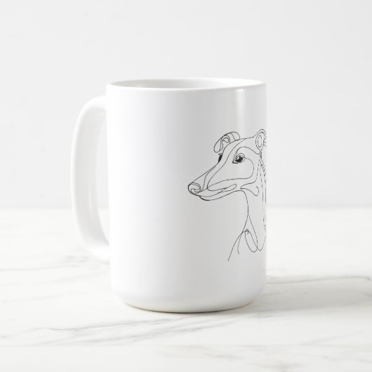Hand Drawn Greyhound Line Art - Minimalist Design Koffiemok (Voorkant links)