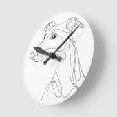 Hand Drawn Greyhound Line Art - Minimalist Design Ronde Klok (Hoek)