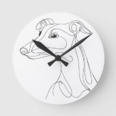 Hand Drawn Greyhound Line Art - Minimalist Design Ronde Klok (Voorkant)