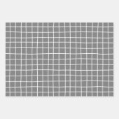 Hand Drawn Grid Pattern White Gray Black  Inpakpapier Vel (Voorkant 2)