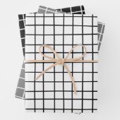 Hand Drawn Grid Pattern White Gray Black  Inpakpapier Vel (In situ)