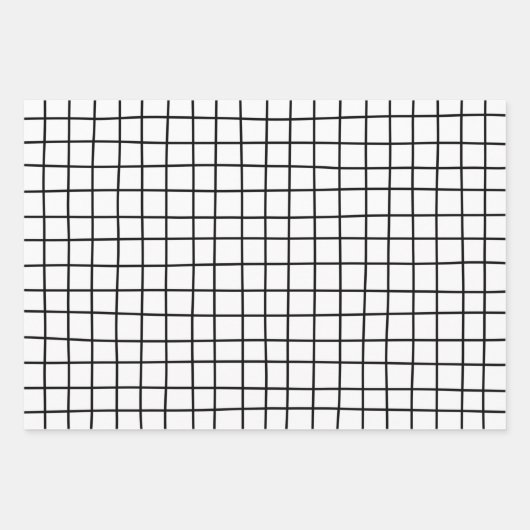 Hand Drawn Grid Pattern White Gray Black  Inpakpapier Vel (Voorkant)