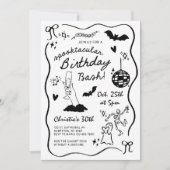 Hand Drawn Halloween Adult Birthday Party Kaart (Voorkant)