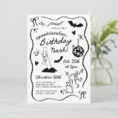 Hand Drawn Halloween Adult Birthday Party Kaart (Staand voorkant)