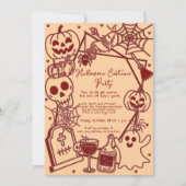 Hand Drawn Halloween Costume Birthday Party  Kaart (Voorkant)