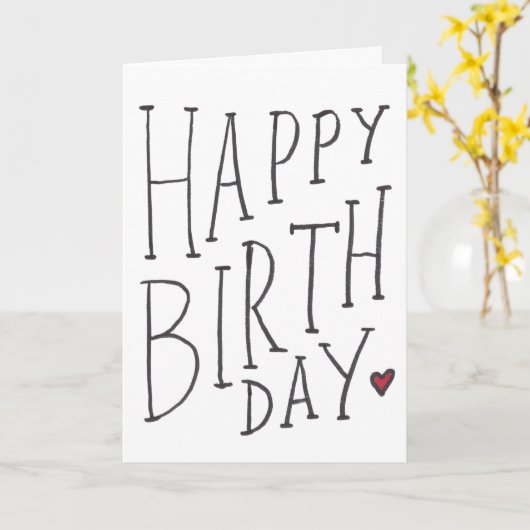 Hand Drawn Happy Birthday Folded Kaart (Gele Bloem)