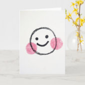 Hand Drawn Happy Face Art Card Kaart (Gele Bloem)