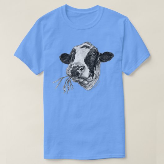 Hand-drawn Happy Holstein Friesian Dairy Cow T-shirt (Design voorkant)