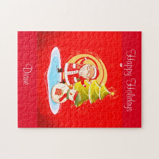 Hand Drawn Happy Kerstmis Legpuzzel (Horizontaal)