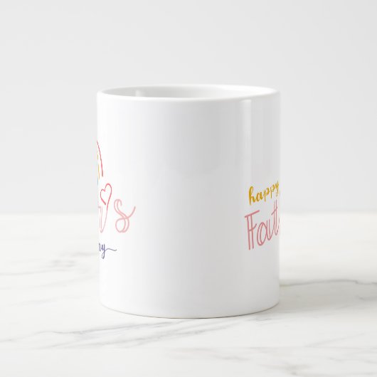 Hand-Drawn Happy Vaderdag Pride Rainbow Grote Koffiekop (Voorkant)