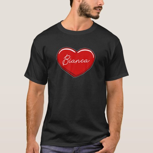 Hand Drawn Heart Bianca - Voornaam Hart I Love T-shirt (Voorkant)
