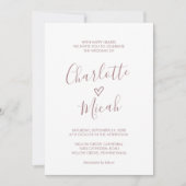 Hand Drawn Heart | Blush roze de bruiloft van Kaart (Voorkant)