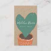 Hand Drawn Heart Cactus Plant Shop Botanisch Visitekaartje (Voorkant)