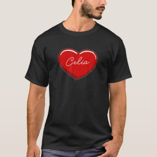 Hand Drawn Heart Celia - First Name Hearts I Love T-shirt
