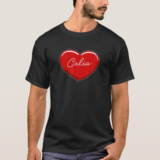 Hand Drawn Heart Celia - First Name Hearts I Love T-shirt (Voorkant)