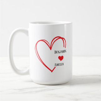 hand drawn heart couple Valentine’s Day mugs Koffiemok