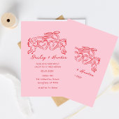 hand drawn heart couple Whimsical Wedding Kaart