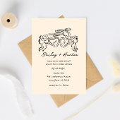 hand drawn heart couple Whimsical Wedding Kaart