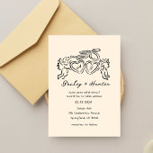 hand drawn heart couple Whimsical Wedding Kaart