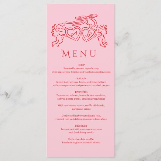 hand drawn heart couple Whimsical Wedding  Menu (Voorkant)
