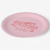 hand drawn heart couple whimsical wedding papieren bordje (Gekanteld)