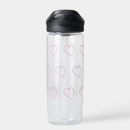 Hand Drawn Heart Donuts Valentines Water Bottle Waterfles (Achterkant)