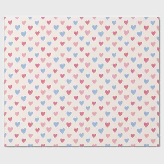 Hand Drawn Heart Doodle Pattern Cadeaupapier (Vlak)